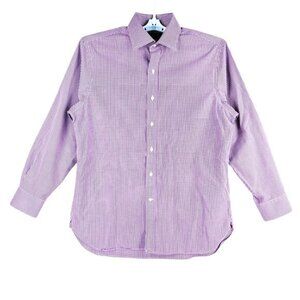 Polo Ralph Lauren Men Long Sleeve Collared Plaid Purple Shirt Size 16 32/33 NWOT